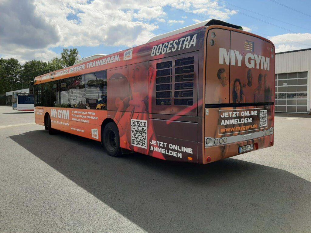 Buswerbung 10 Buswerbung Ganzgestaltung Plus auf Linienbus (Kampagne MyGym)